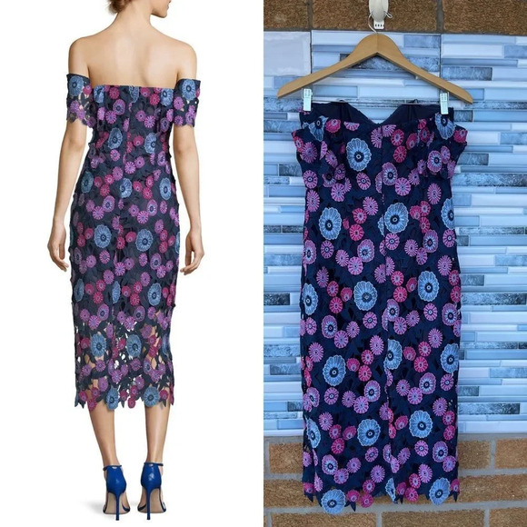 Shoshanna Gracia Multicolor Floral Lace Gown size 4 - Picture 3 of 16